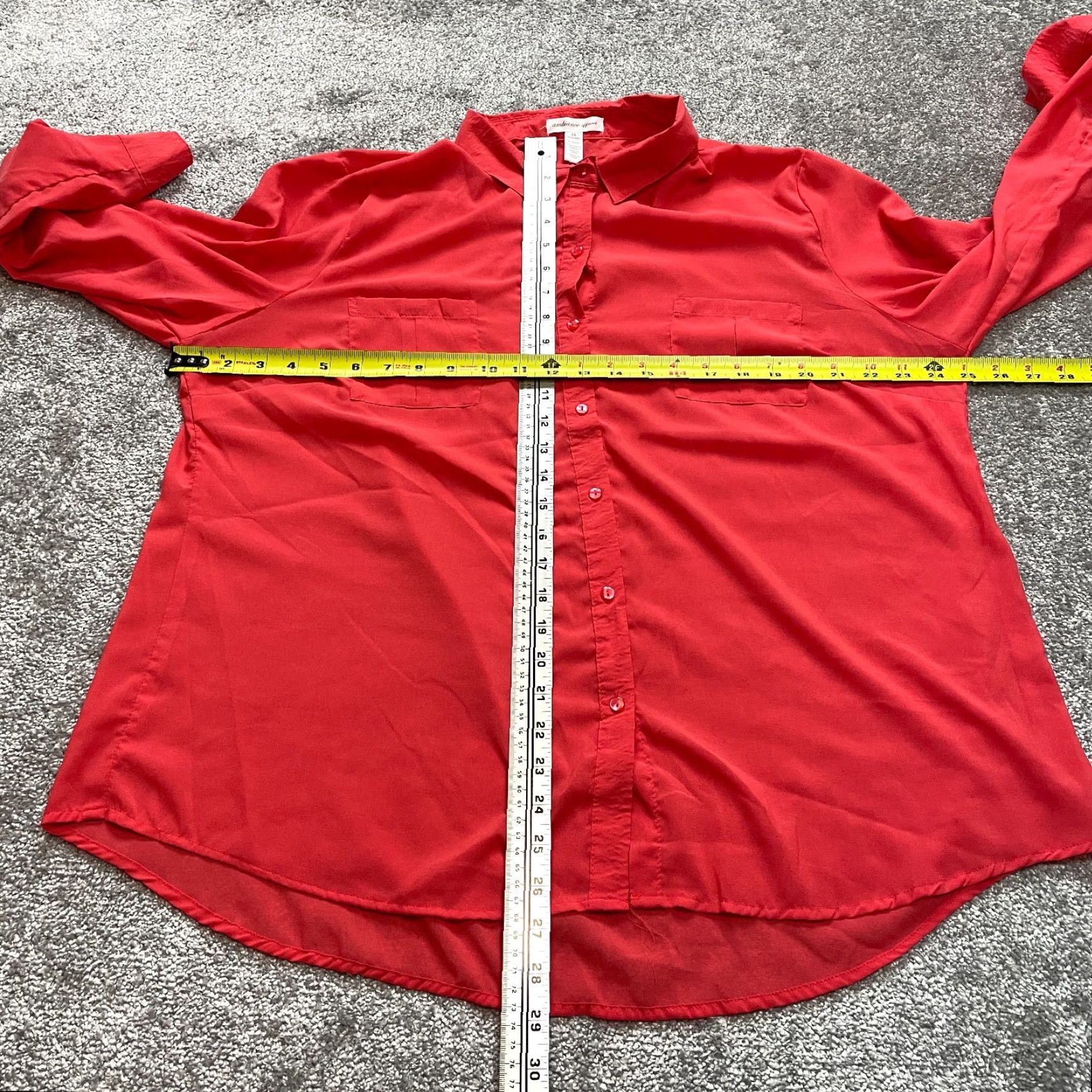 Vintage VINTAGE: No — Ambiance Apparel Blouse Button Up Shirt Womens 2X Red Solid Long Sleeve Top Size XXL / US 16-18 / IT 52-54 - 5 Thumbnail