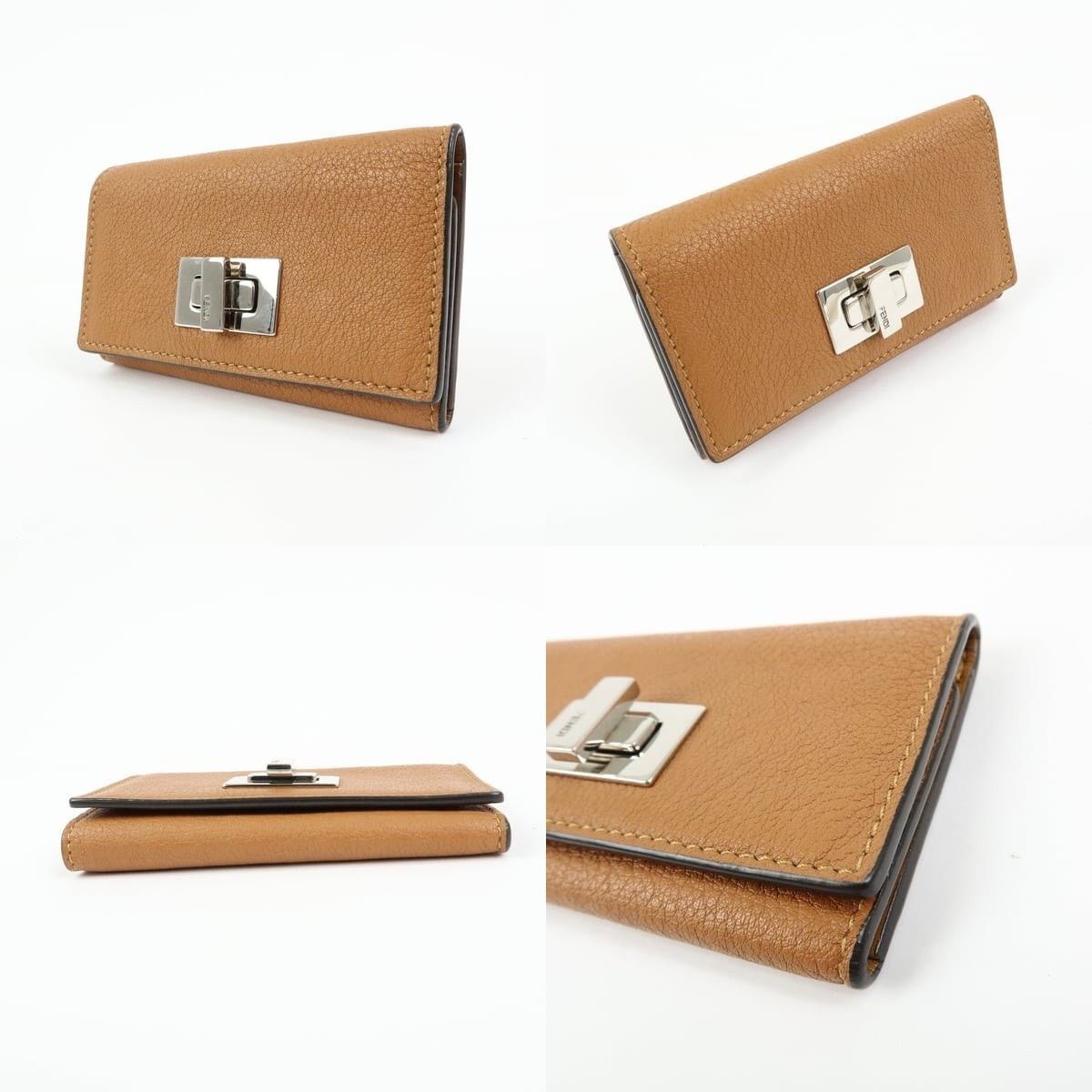 Fendi Fendi Peekaboo Leather Key Holder Tan Size ONE SIZE - 3 Thumbnail