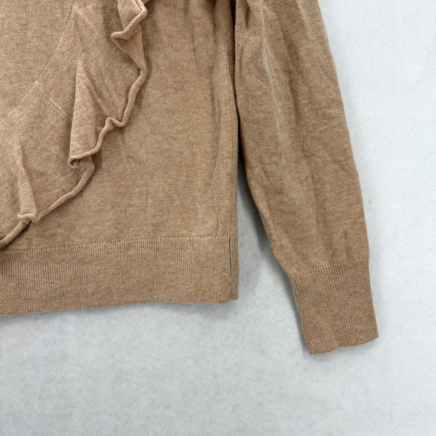 J.Crew J.CREW Mercantile Sweater Womens S Brown Ruffle Front Crew Neck Pullover NWT Merchants Knit Solid Casual Mens Womens Girls? Size S / US 4 / IT 40 - 3 Thumbnail