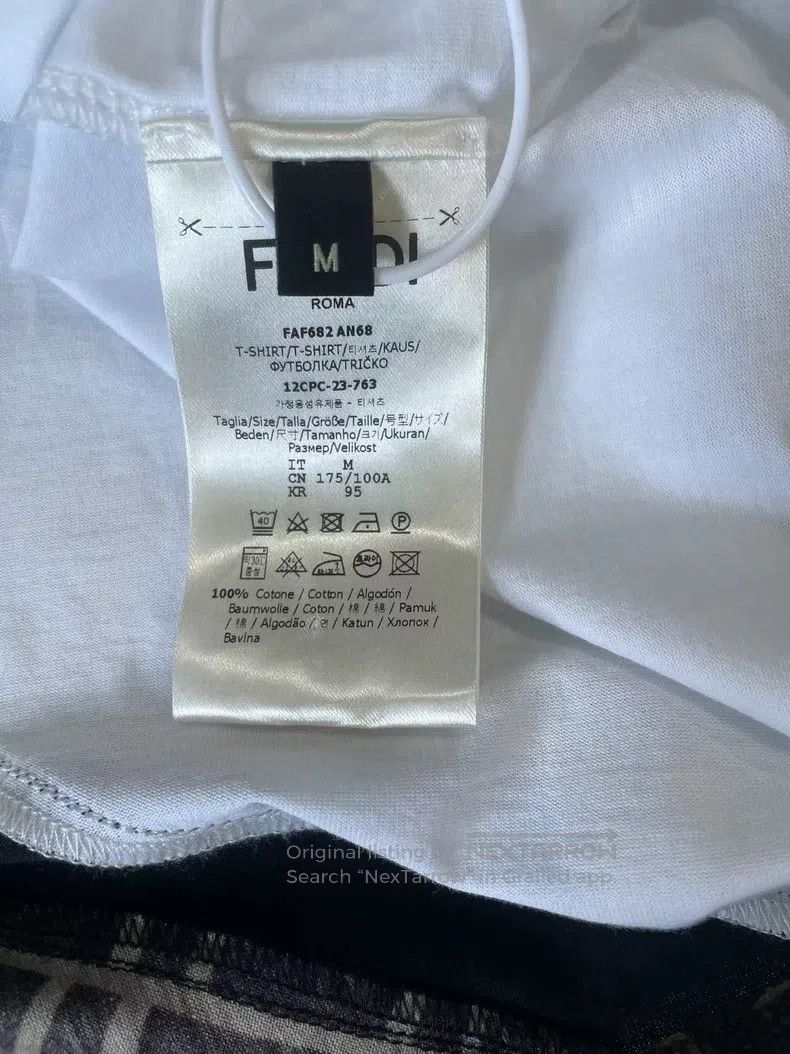 Fendi Fendi White Short Sleeve T-Shirt, Classic FF Monogram Patc Size US M / EU 48-50 / 2 - 5 Thumbnail