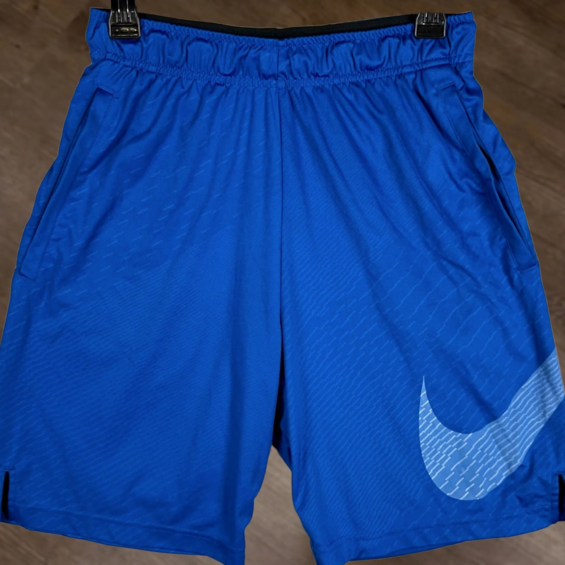 Nike Nike Shorts Mens Small Blue Dri-FIT Athletic Stripes Swoosh Pocket Elastic Waist 9 Inseam Size US 29 - 1 Thumbnail