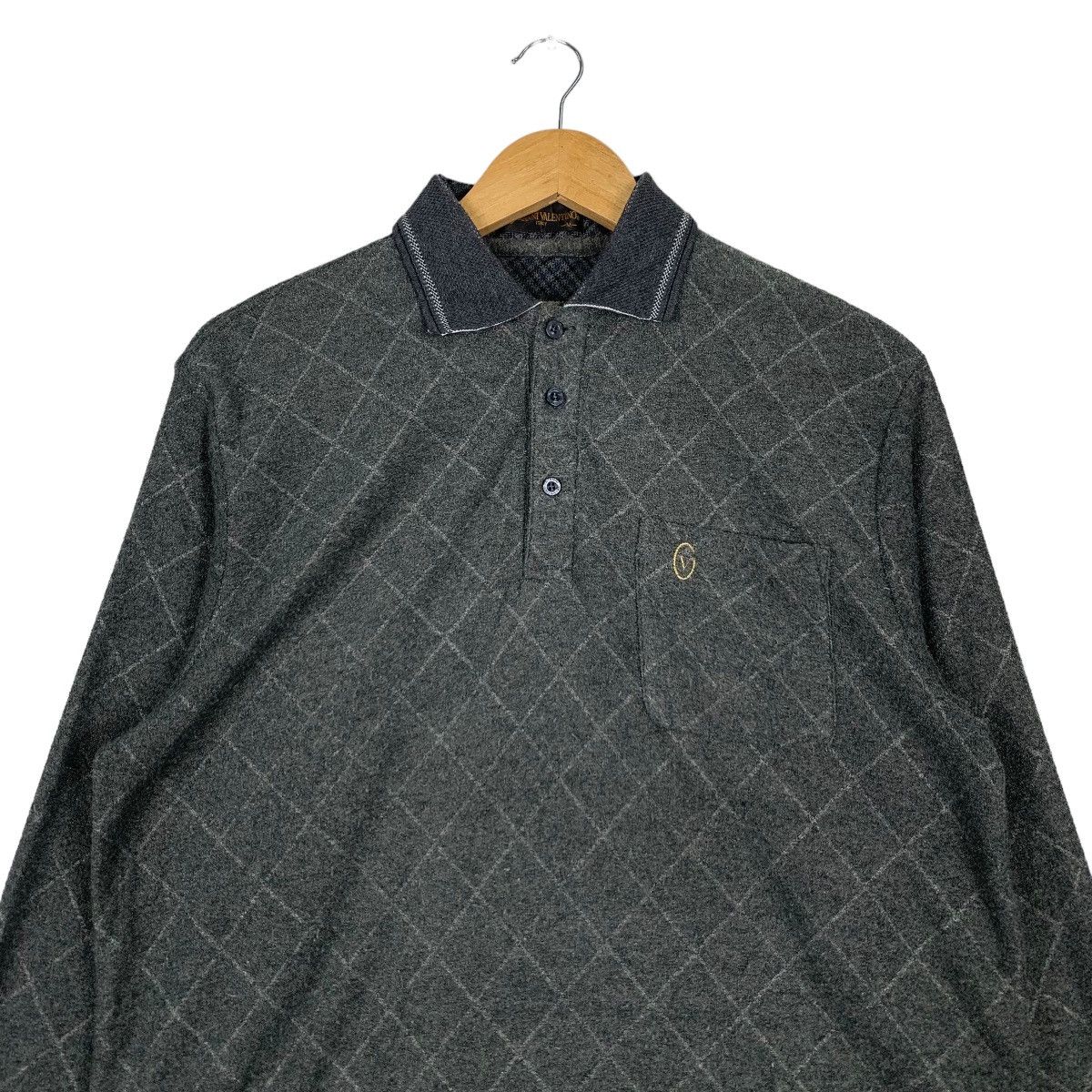 Gianni Valentino GIANNI VALENTINO Checked Long Sleeve Polo Shirt #1165-C53 Size US M / EU 48-50 / 2 - 2 Thumbnail