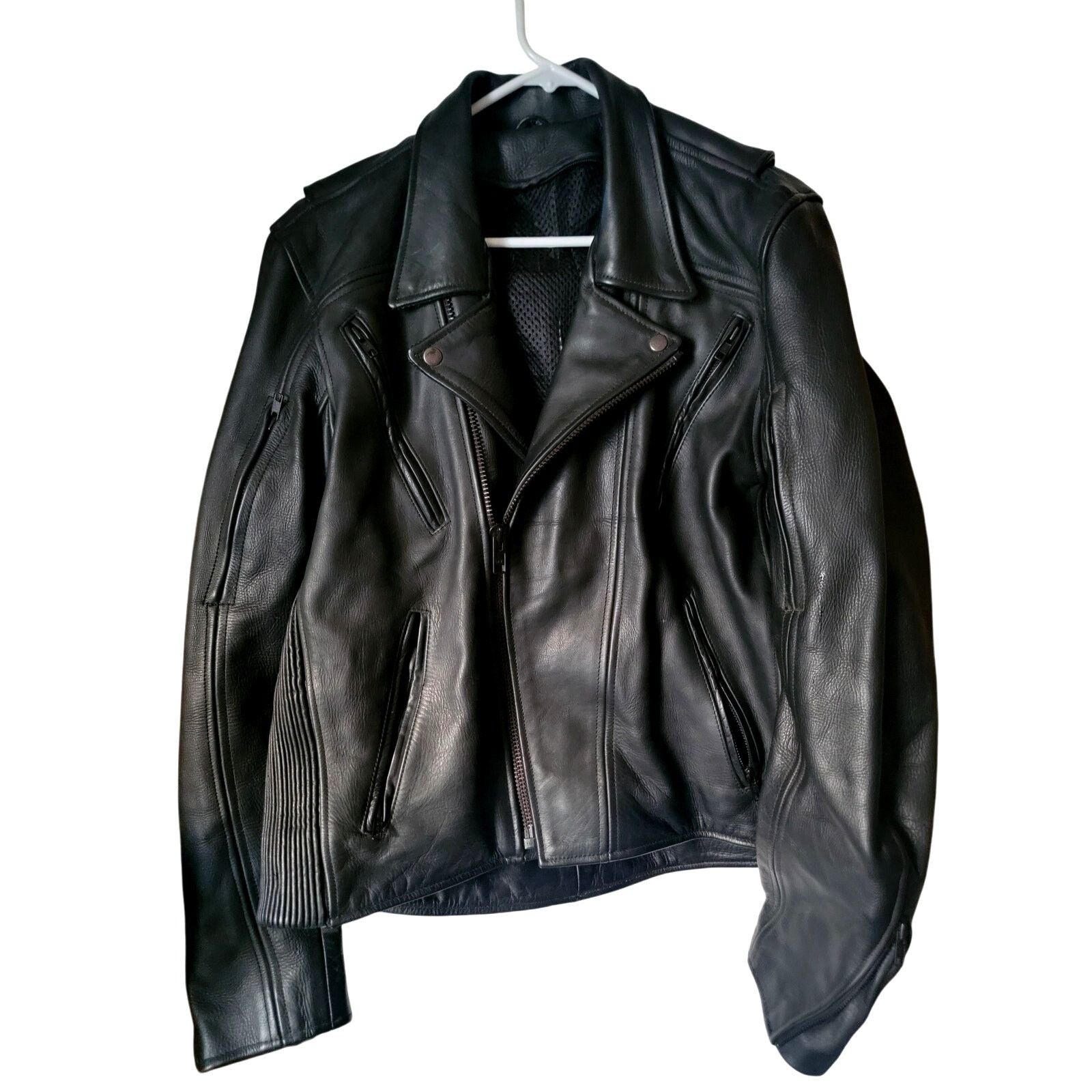 Other Men's Black Genuine Leather Motorcycle Biker Jacket Size 40 Size US M / EU 48-50 / 2 - 1 Thumbnail