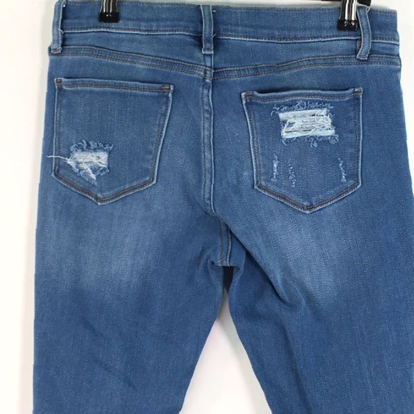 Denime Soho Womens Jeans Cropped Blue Distressed Low Rise Pockets Whiskered Denim 4 Size 27" / US 4 / IT 40 - 4 Thumbnail