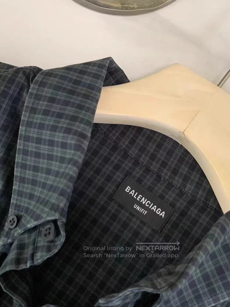Balenciaga Balenciaga Asymmetrical Plaid Shirt Size US XS / EU 42 / 0 - 3 Thumbnail