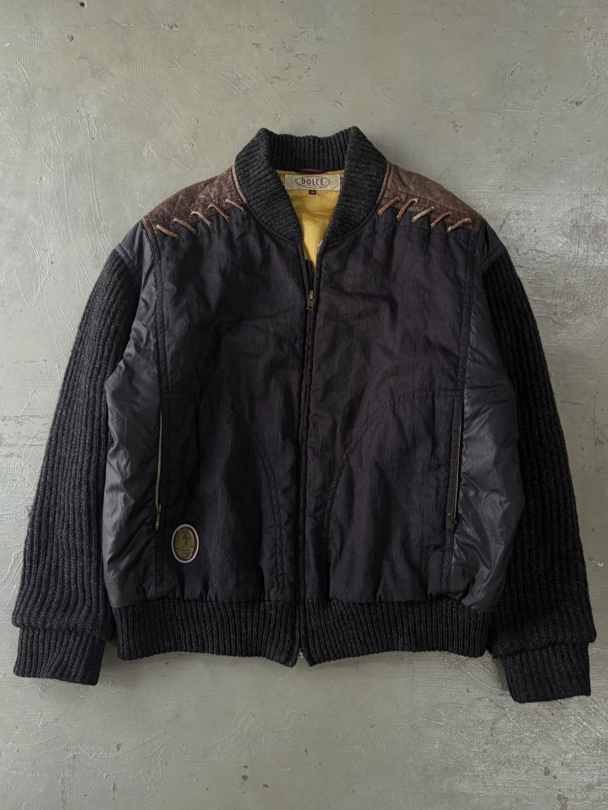 Dolce & Gabbana Vintage Dolce Inspired Lace Up Bomber Wool Leather Jacket Size US XL / EU 56 / 4 - 1 Thumbnail