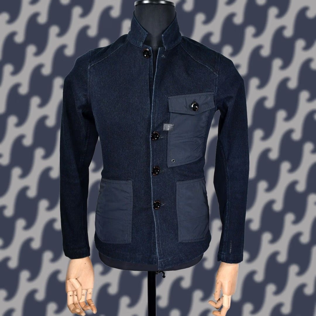 G-Star G-Star Coban Sweat Cropped Blazer Indigo Jersey Herringbone Mens S Blue Vintage No Size US S / EU 44-46 / 1 - 1 Thumbnail