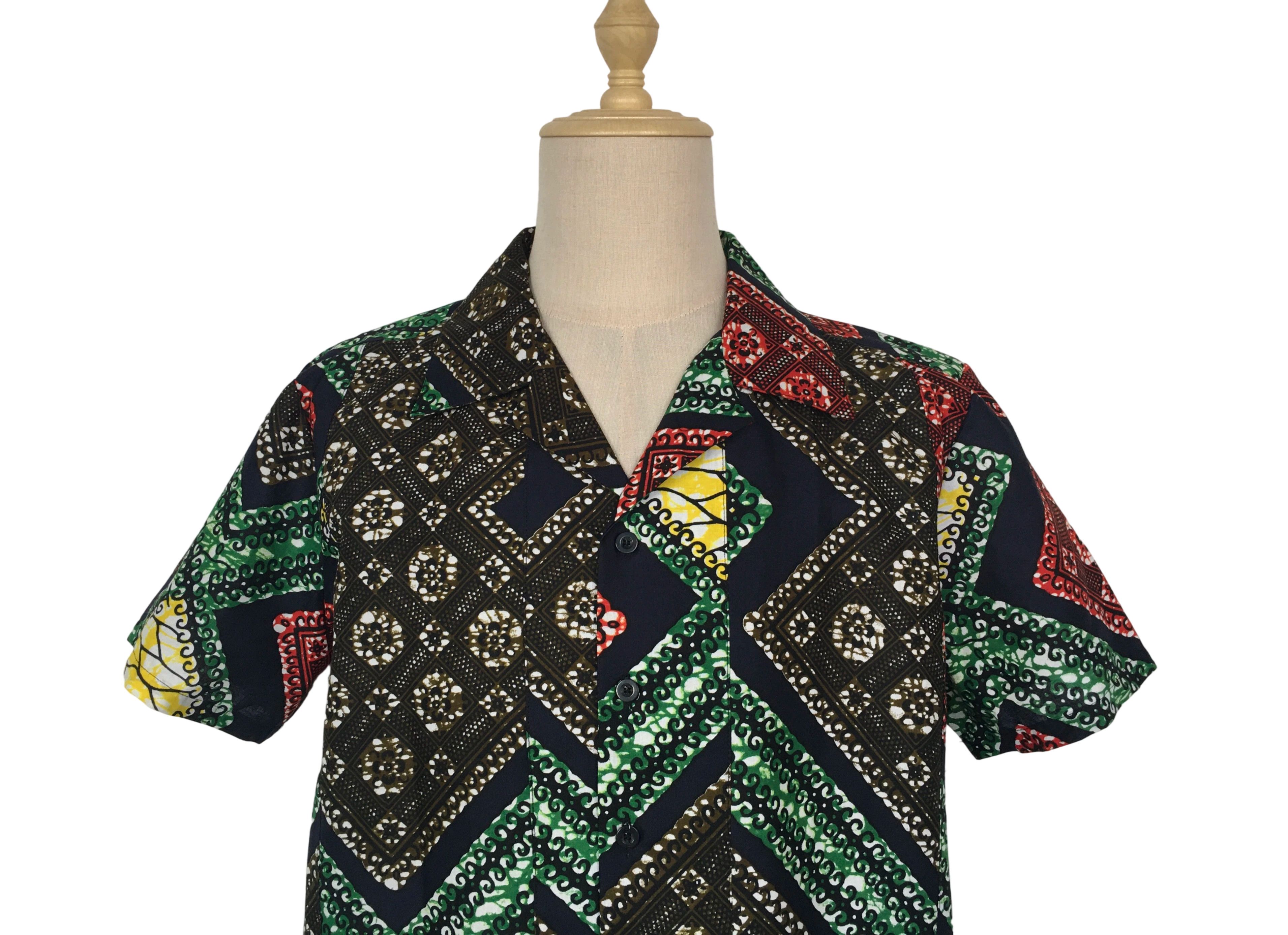 Other African Wax Print Men Shirt Short Sleeves Summer Size US XL / EU 56 / 4 - 4 Thumbnail