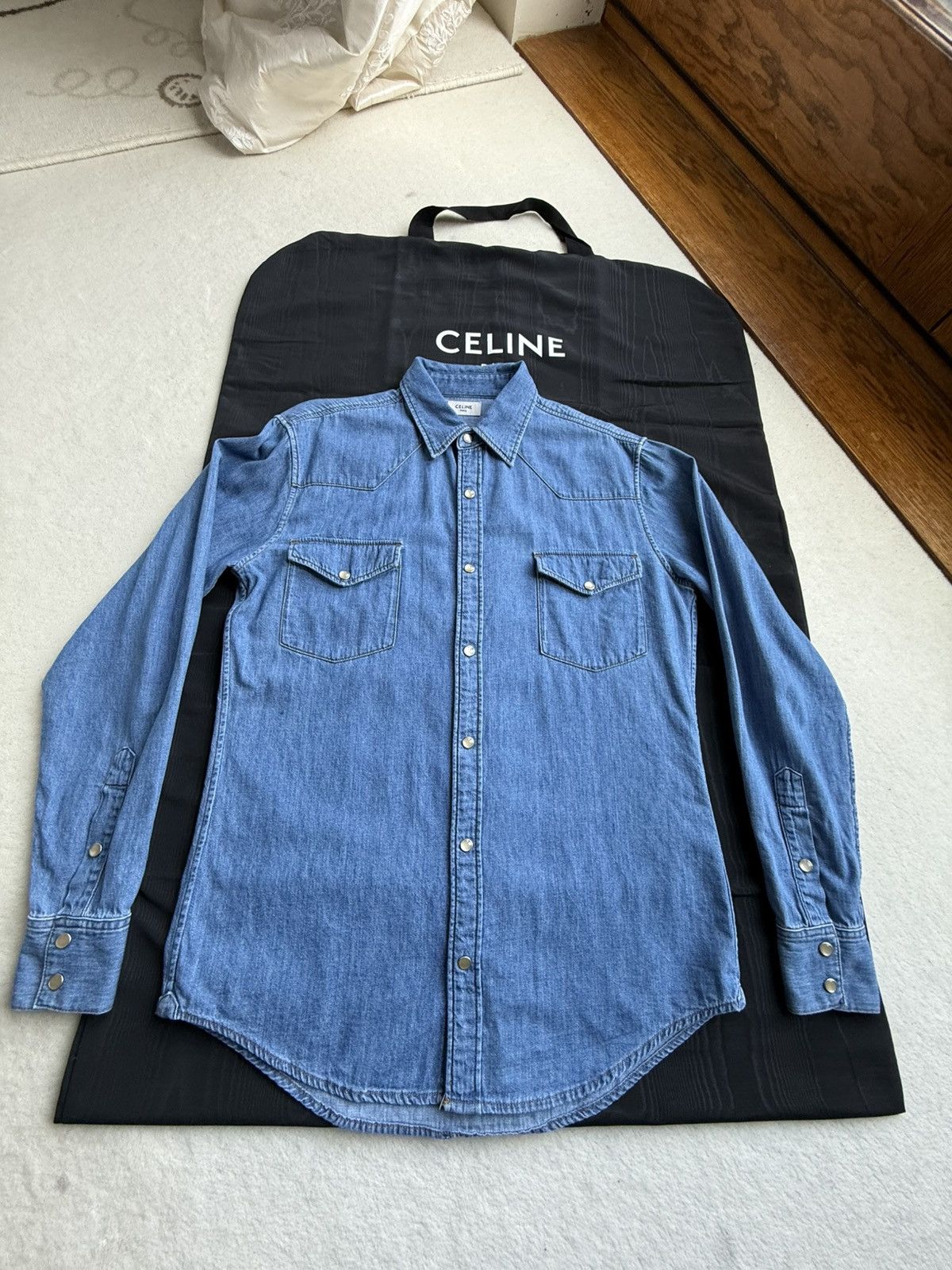 Celine FW20 Celine denim western shirt Hedi Slimane M grail union Size US M / EU 48-50 / 2 - 20 Thumbnail