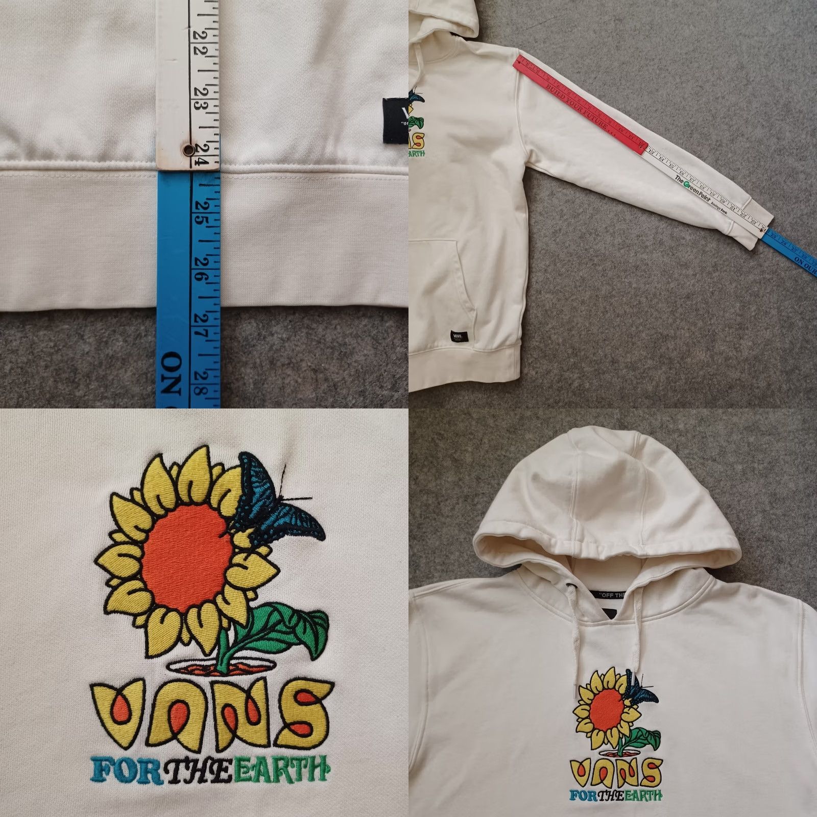 Vans VANS Mens Hoodie M Ivory Pullover Kangaroo Pocket Embroidered Logo For The Earth Zipper Pocket Size US M / EU 48-50 / 2 - 8 Thumbnail