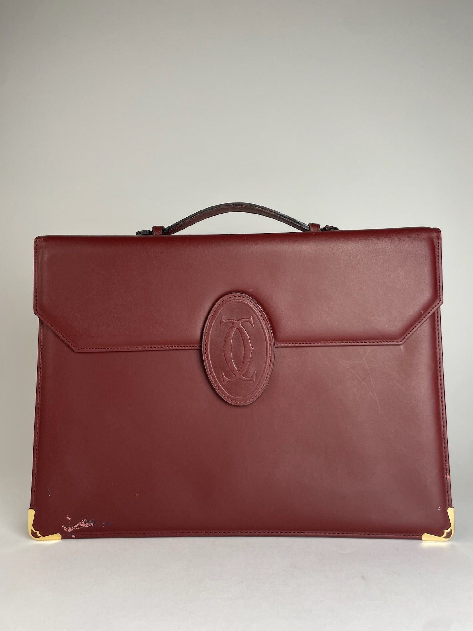 Cartier Vintage Leather Briefcase Burgundy Size ONE SIZE - 1 Thumbnail