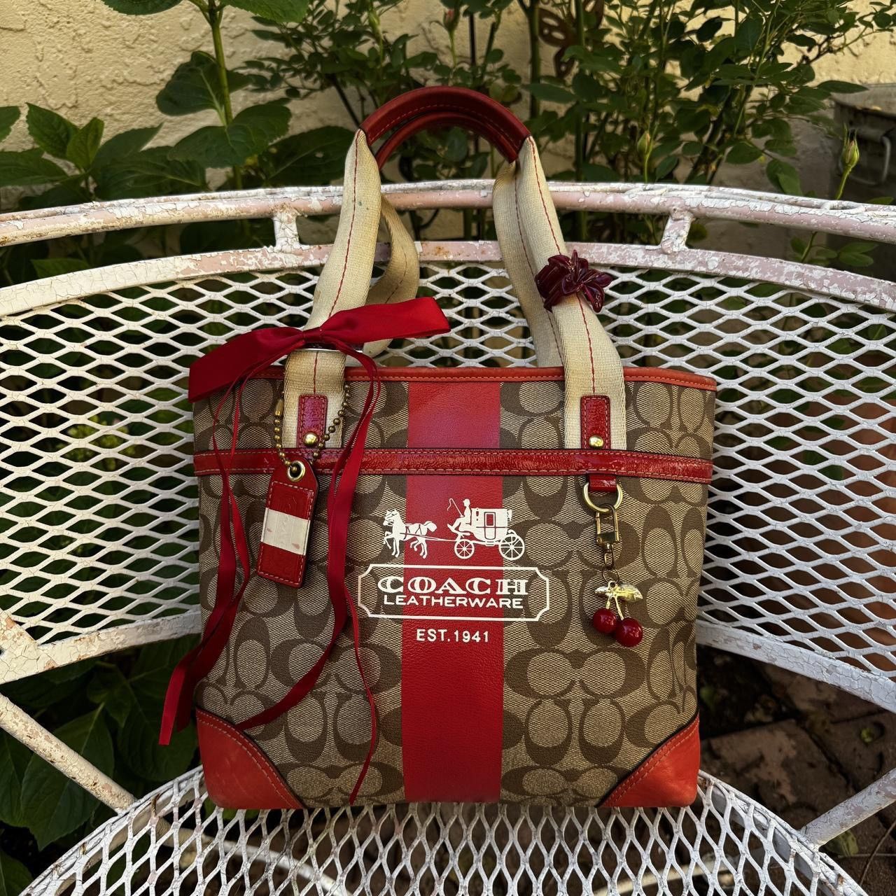 Coach Y2K Coach Red & Tan Monogramed Mini Tote Size ONE SIZE - 1 Thumbnail