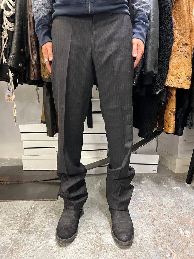 Gucci 2000s Gucci Dark Grey Wool Striped Tailored Pants Size US 33 - 2 Thumbnail