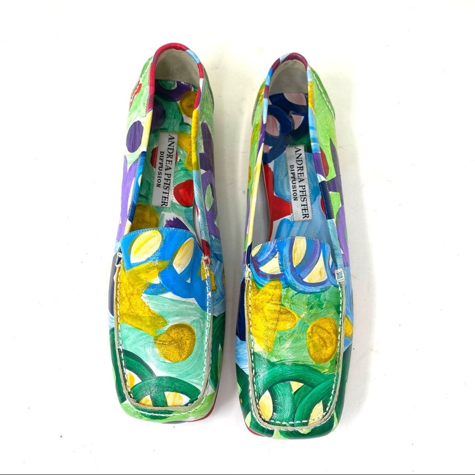 Other New Andrea Pfister multicolor painted square toe loafers 38 Size US 8 / IT 38 - 2 Thumbnail