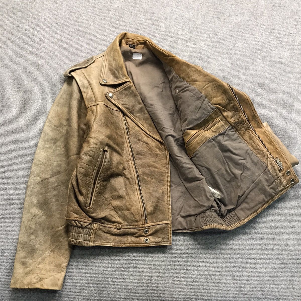 Other LEATHER JACKET DOUBLE COLLAR BROWN FADED BIKER JACKET Size US M / EU 48-50 / 2 - 11 Thumbnail
