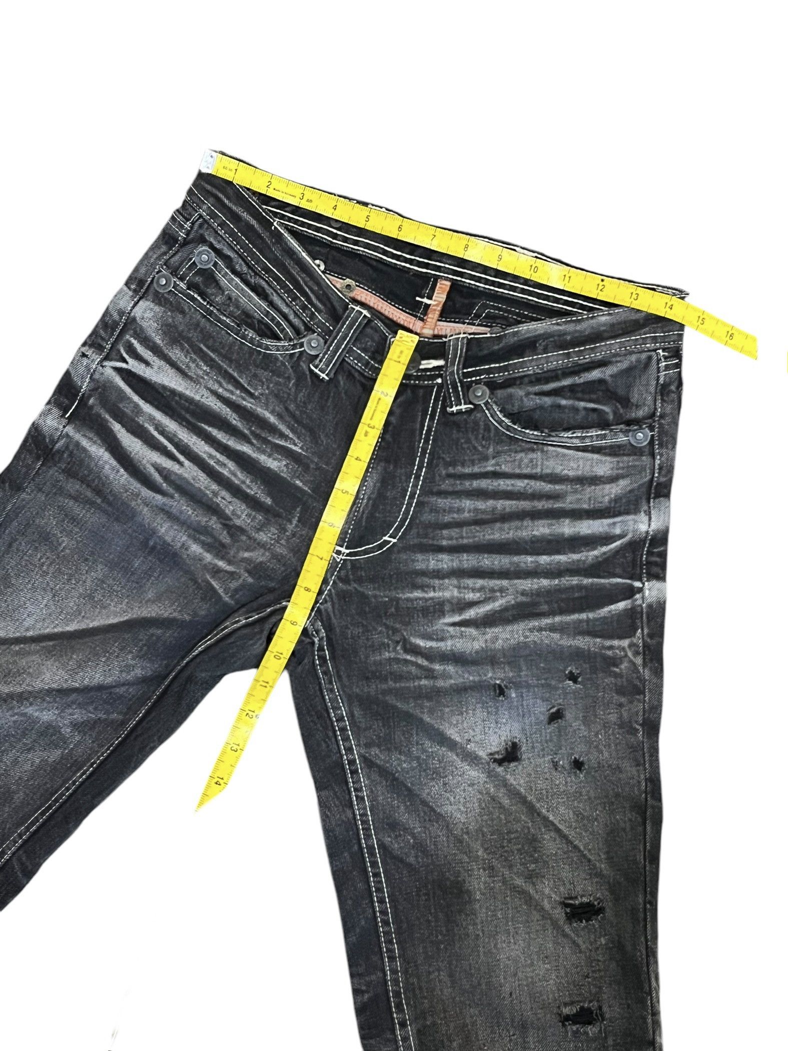 Black Label 🔥ARMY OF NO! Grunge Blow Out Knee Clawmark Distressed Denim Size US 29 - 15 Thumbnail