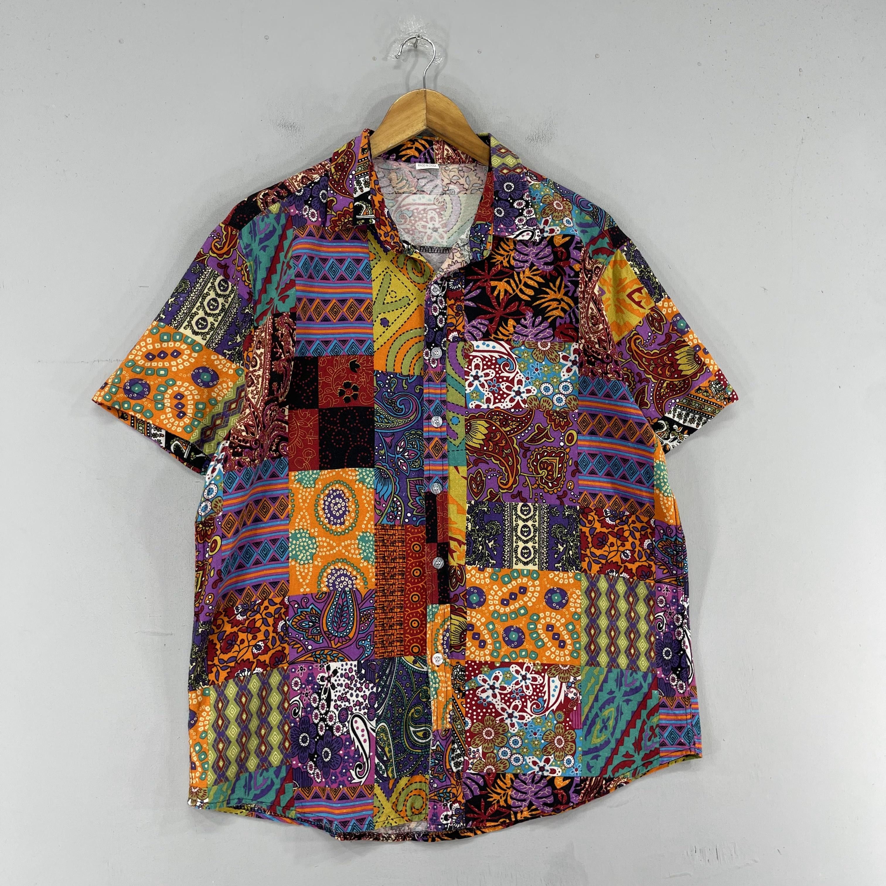 Japanese Brand Vtg Pacthwork Flower Paisley Multicolor Reconstruct Flannel Size US M / EU 48-50 / 2 - 3 Thumbnail