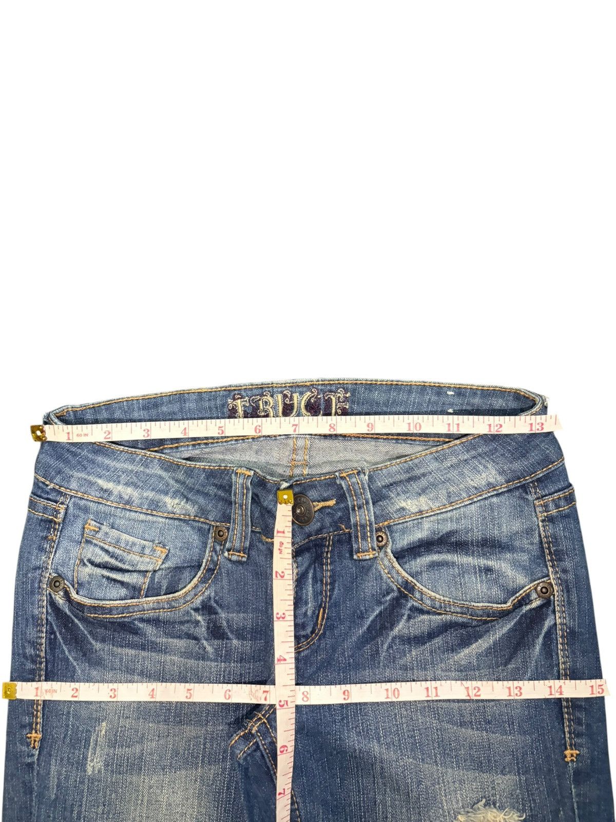 Diesel Vintage Japanese Brand Patch Distress Low Rise Flare Jeans Size 26" / US 2 / IT 38 - 6 Thumbnail