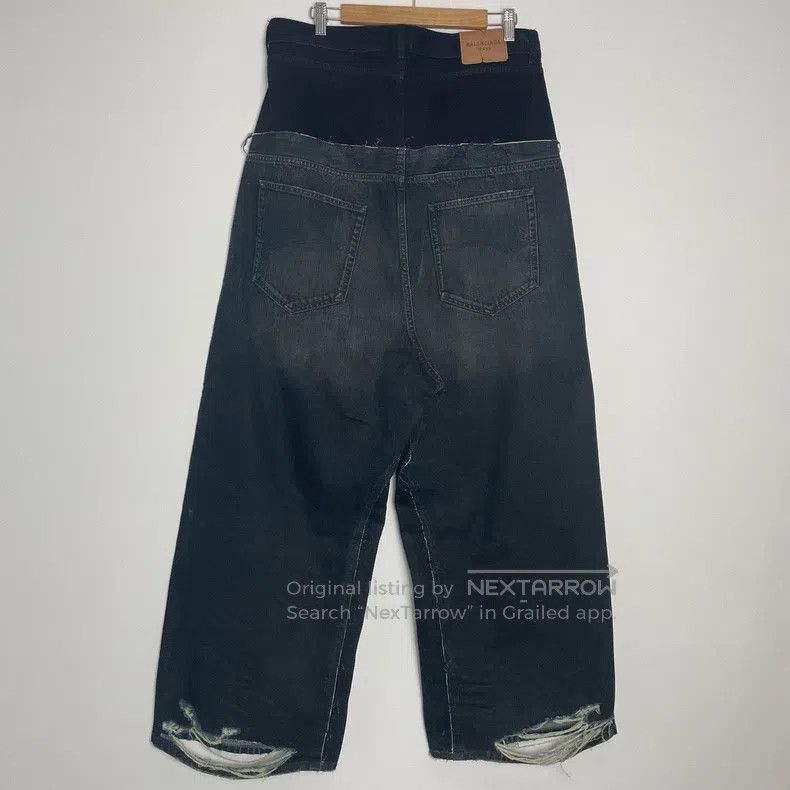Balenciaga Balenciaga size M Double-Waist Patchwork Distressed Denim Size US 27 - 2 Thumbnail