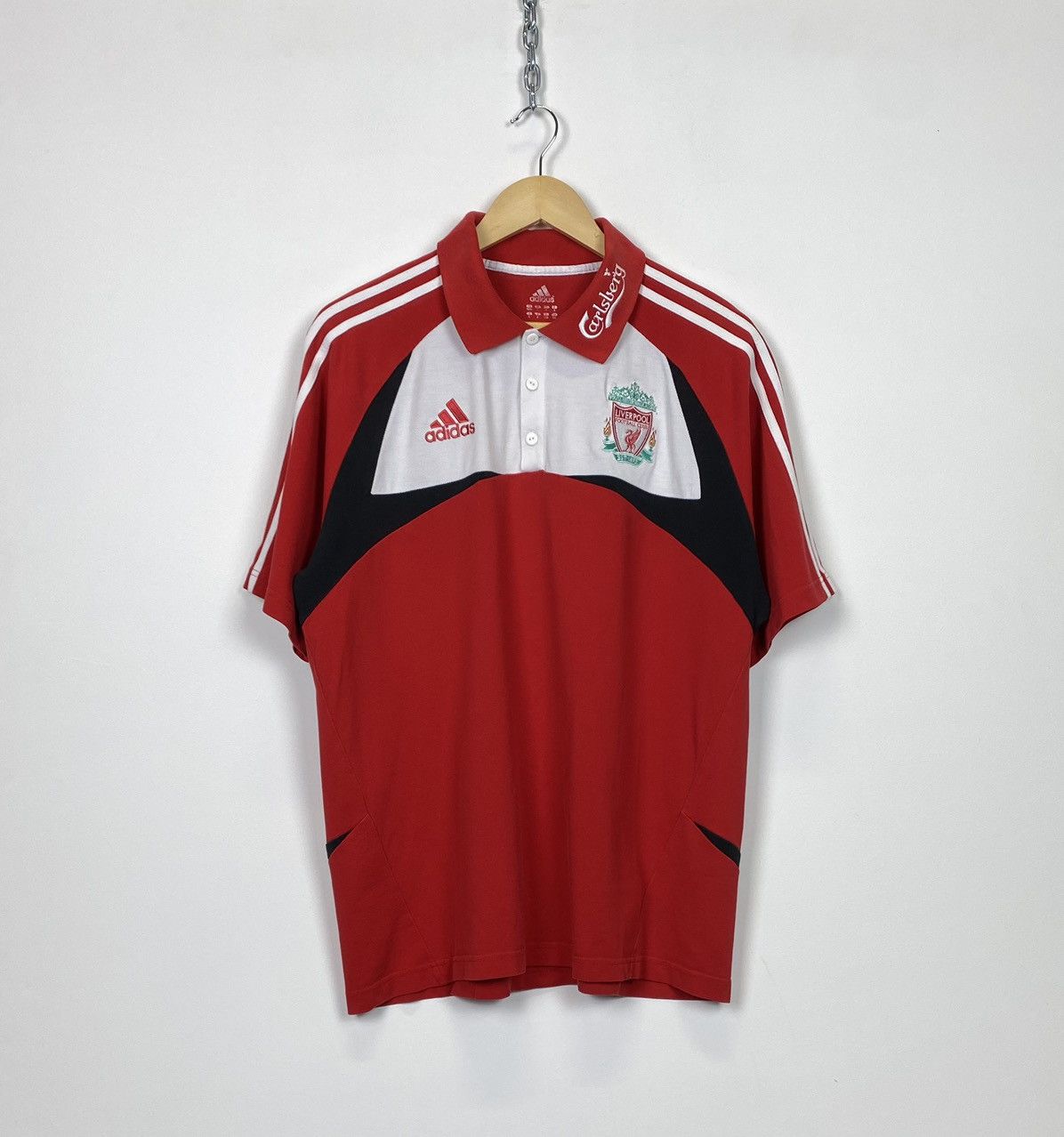Adidas Liverpool FC Football Soccer Polo Shirt 2007 Size L Red Top Size US L / EU 52-54 / 3 - 1 Thumbnail