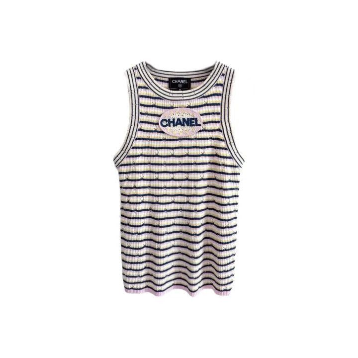 Chanel Chanel Spring Summer Striped Sleeveless Top Size XS / US 0-2 / IT 36-38 - 1 Thumbnail