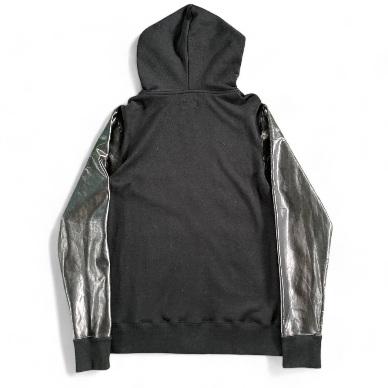 Maison MIHARA YASUHIRO Leather Sleeves Zip up Black Hoodie Size US M / EU 48-50 / 2 - 2 Thumbnail