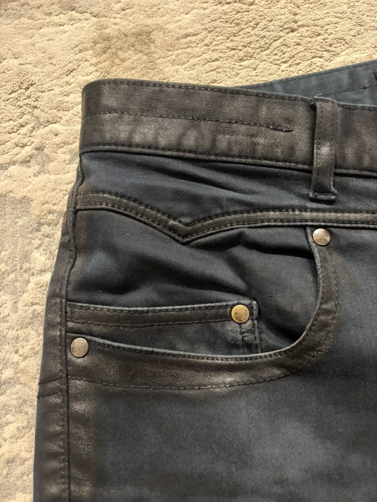 JACKROSE Coated Seam Bootcut Denim Black Size US 33 - 2 Thumbnail