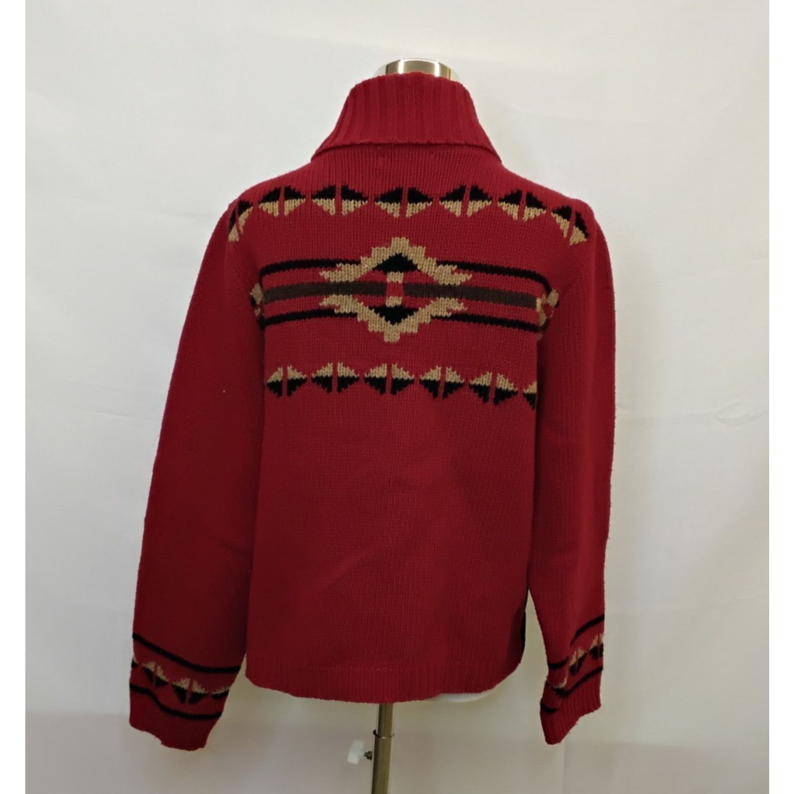 Pendleton Pendleton Lambswool Sweater Women's L Red w/ Black Leather Size L / US 10 / IT 46 - 3 Thumbnail