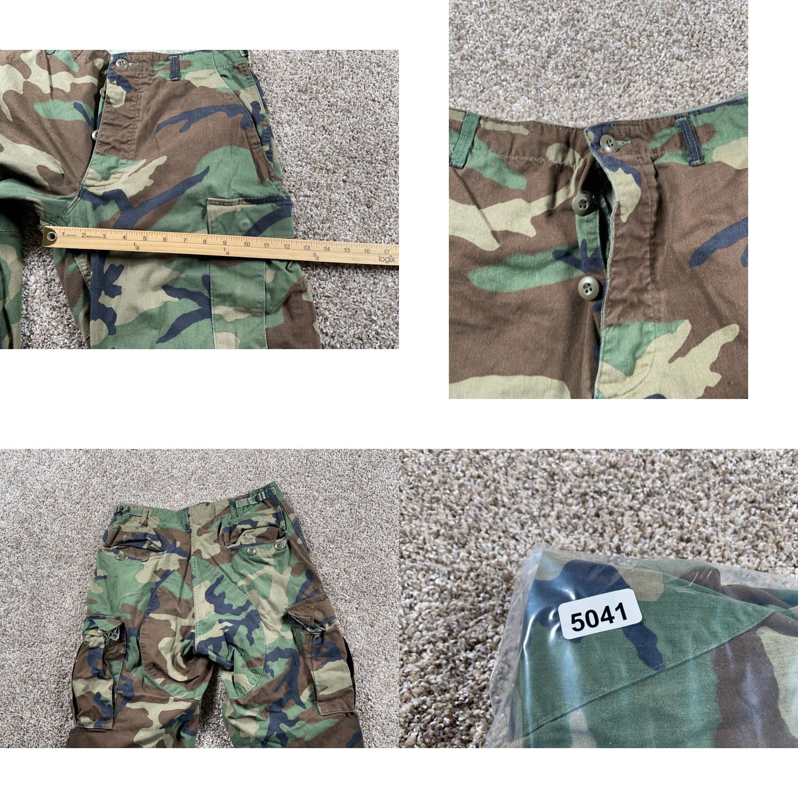 Vintage VT vintage Men's Cargo Pants Medium Long 33x31 Green Woodland Camouflage Army Outdoor 90s Size US 33 - 8 Thumbnail