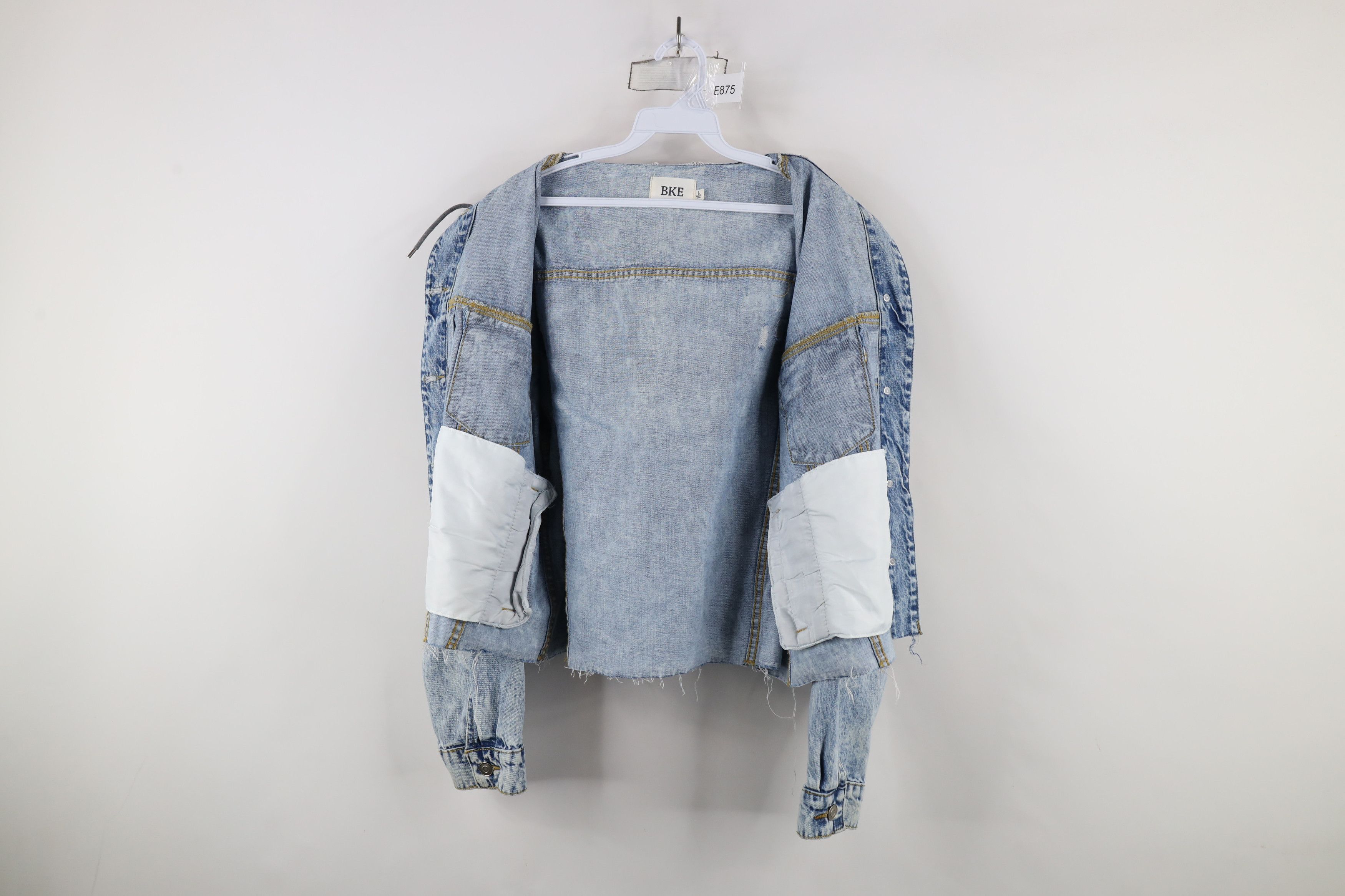 Vintage Buckle BKE Cropped Acid Wash Hooded Denim Trucker Jacket Size L / US 10 / IT 46 - 11 Thumbnail