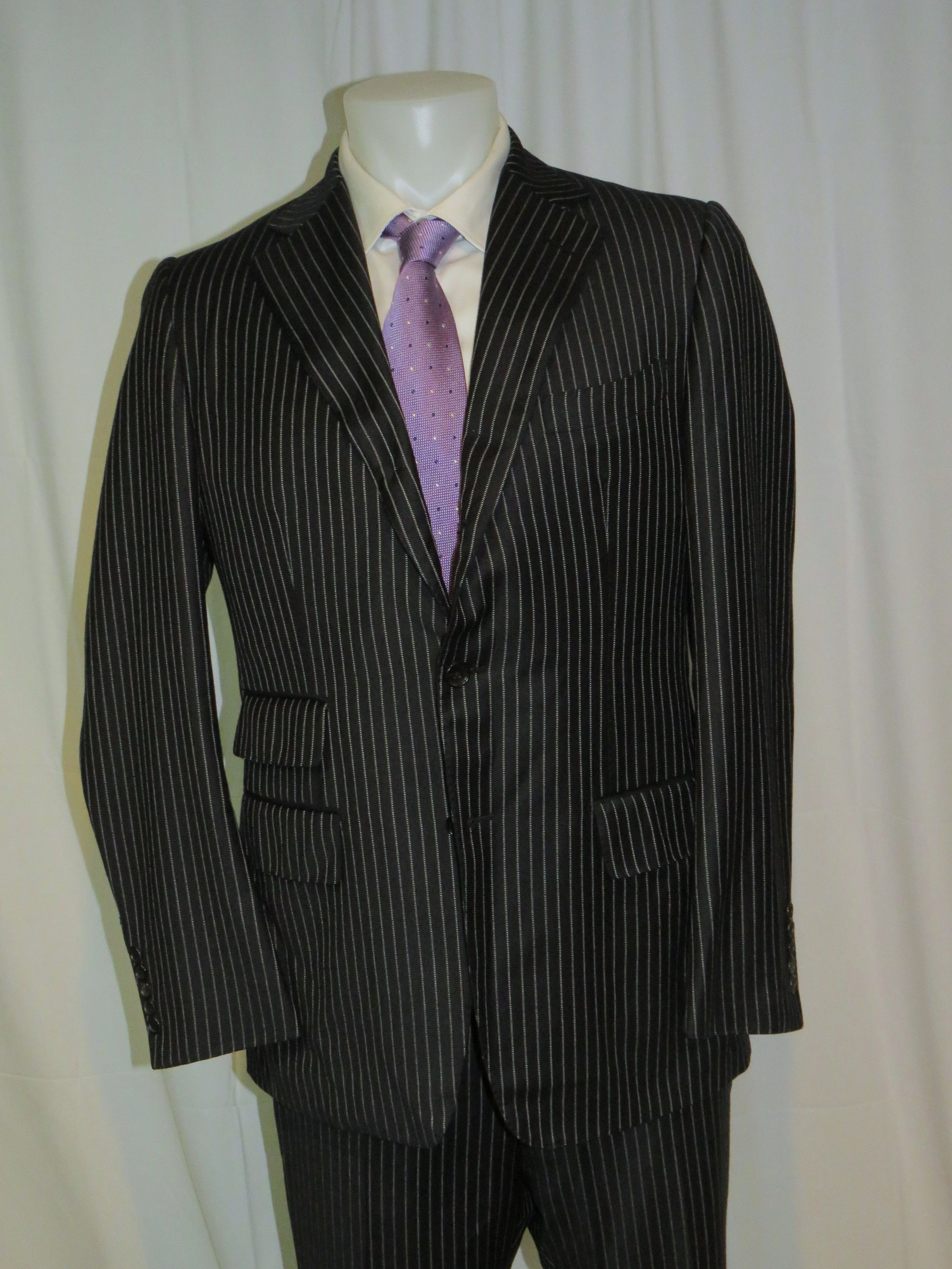 Tom Ford Base B Cashmere Blend Black Striped Three Roll Two Suit 42R Size 42R - 3 Thumbnail