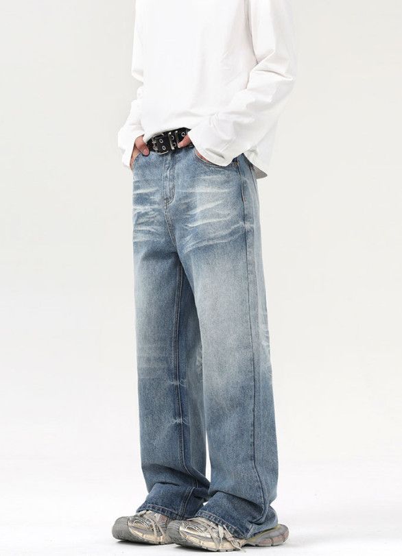 Japanese Brand American straight loose lightning wash jeans for men Size US 32 / EU 48 - 2 Thumbnail