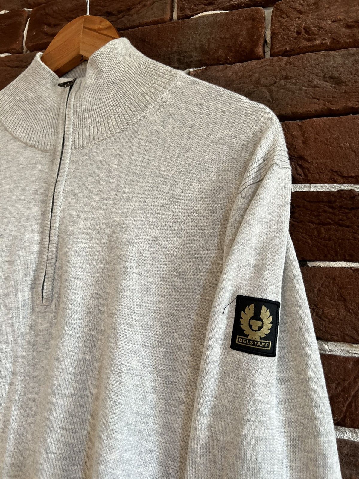 Belstaff RARE BELSTAFF 1/4 ZIP Knit Sweatshirt XL grey RARE Size US XL / EU 56 / 4 - 3 Thumbnail