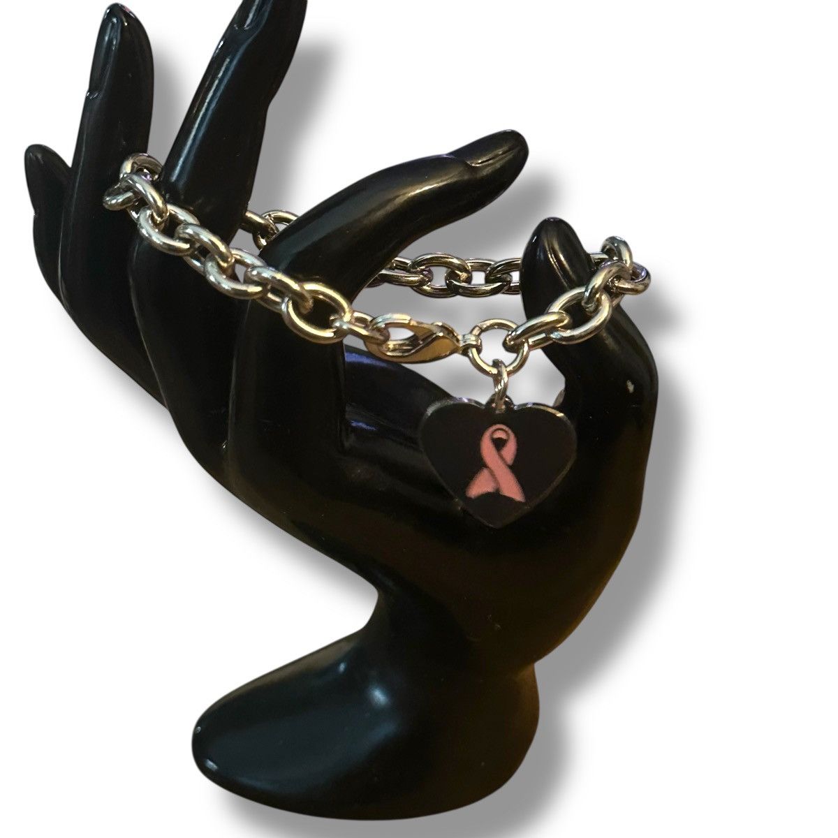 Other Silver tone breast cancer awareness heart charm bracelet Size ONE SIZE - 3 Thumbnail