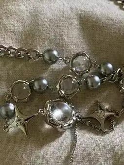 Jewelry Electro Chain Crystal Stone Silver Abstract Star Pop Fantasy Size ONE SIZE - 2 Thumbnail