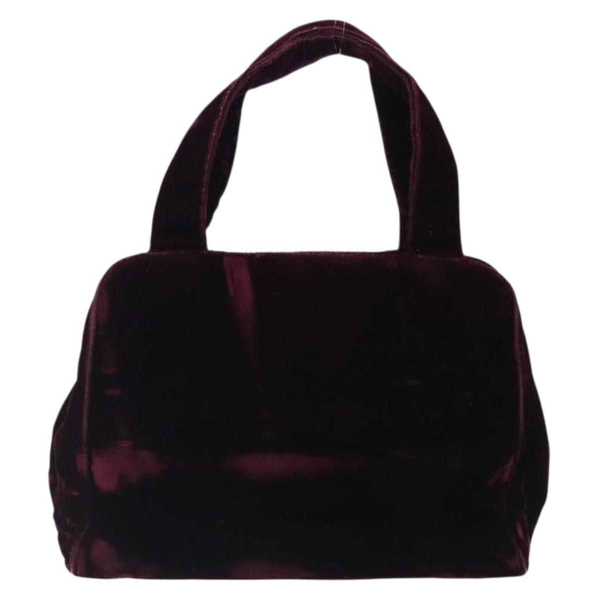 Prada PRADA Hand Bag Velor Bordeaux Silver Size ONE SIZE - 2 Thumbnail