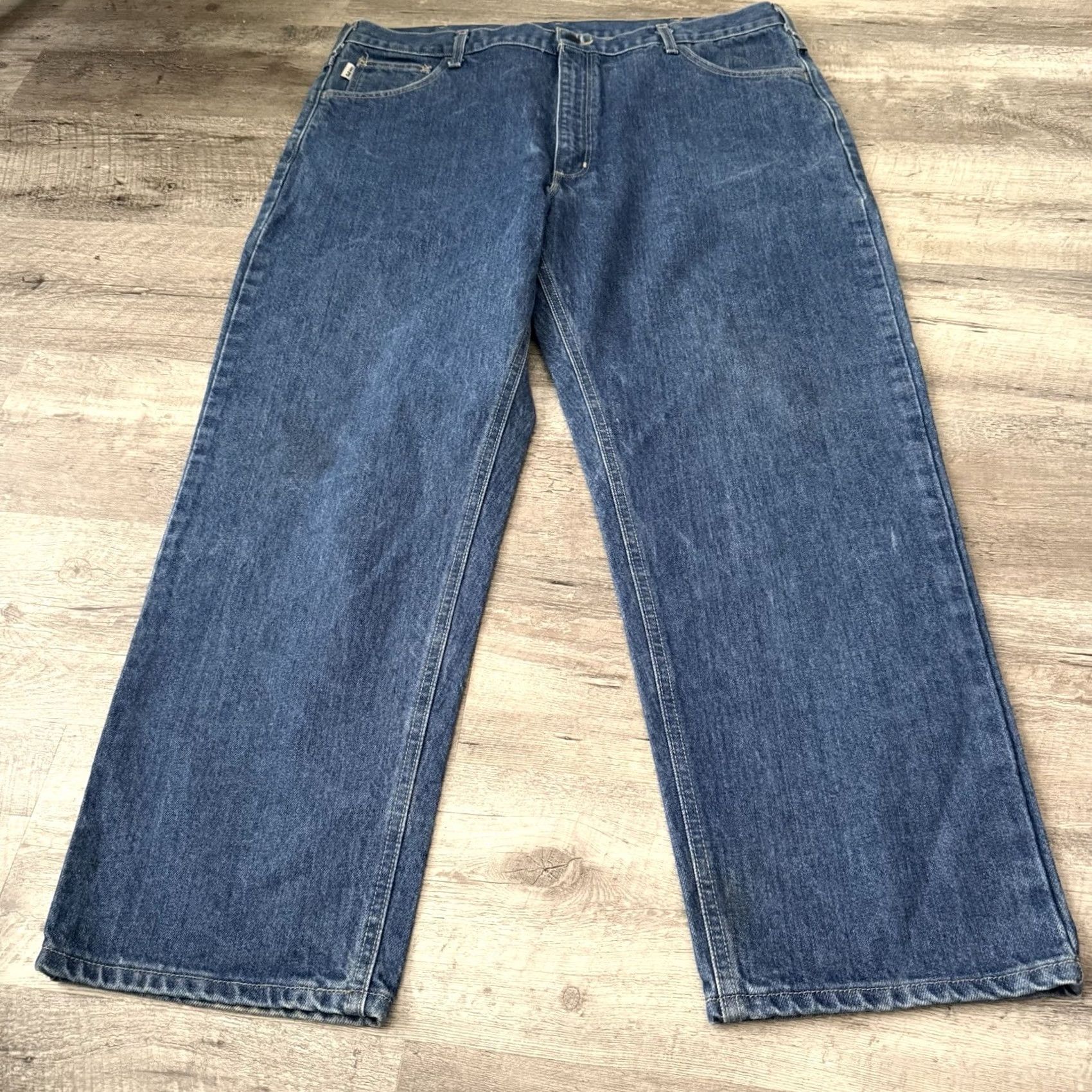 Carhartt Carhartt FR Jeans Mens 42x30 Denim Flame-Resistant 5-Pocket Relaxed Straight Blue 42x30 Mens Workwear Logo FRB160 Size US 42 / EU 58 - 5 Thumbnail