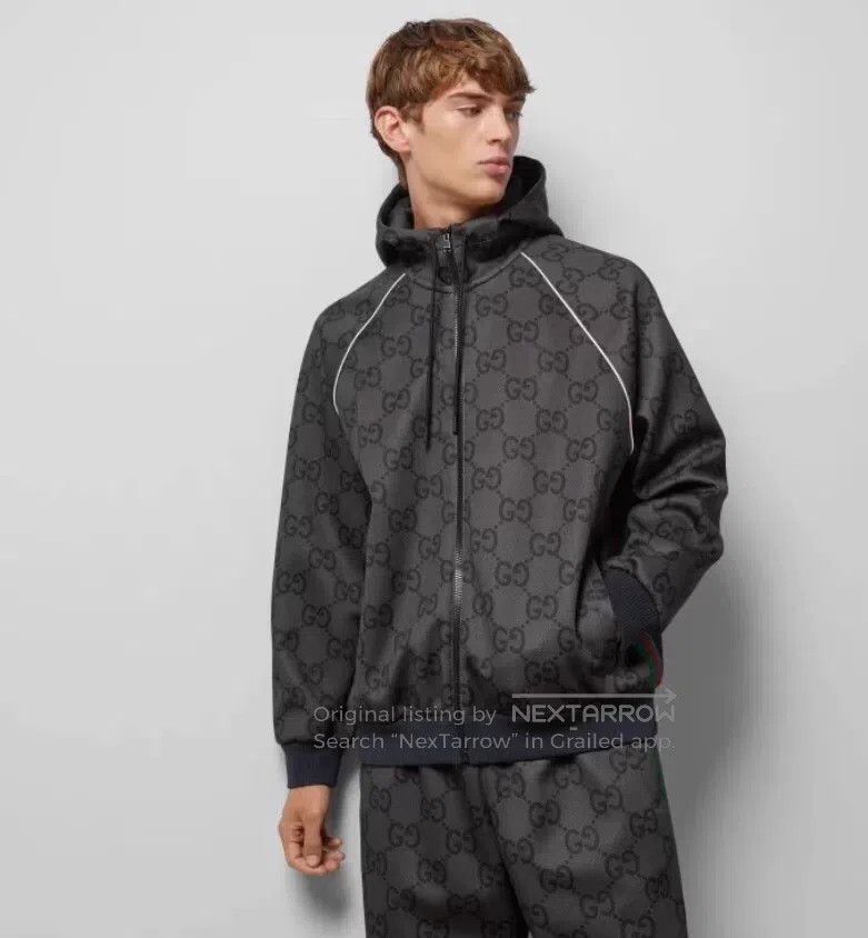 Gucci Gucci 24 black logo jacquard full print hooded zipper long Size US XL / EU 56 / 4 - 8 Thumbnail