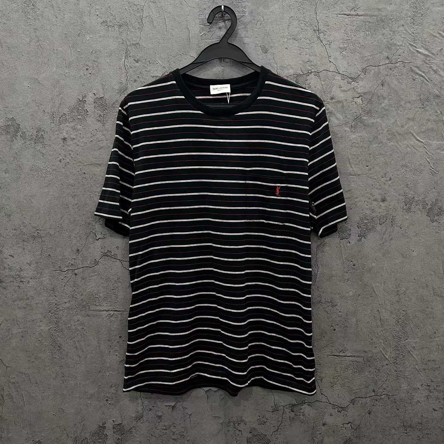 MM6 Saint Laurent Striped Embroidered Logo T-Shirt Size S Size US S / EU 44-46 / 1 - 1 Thumbnail