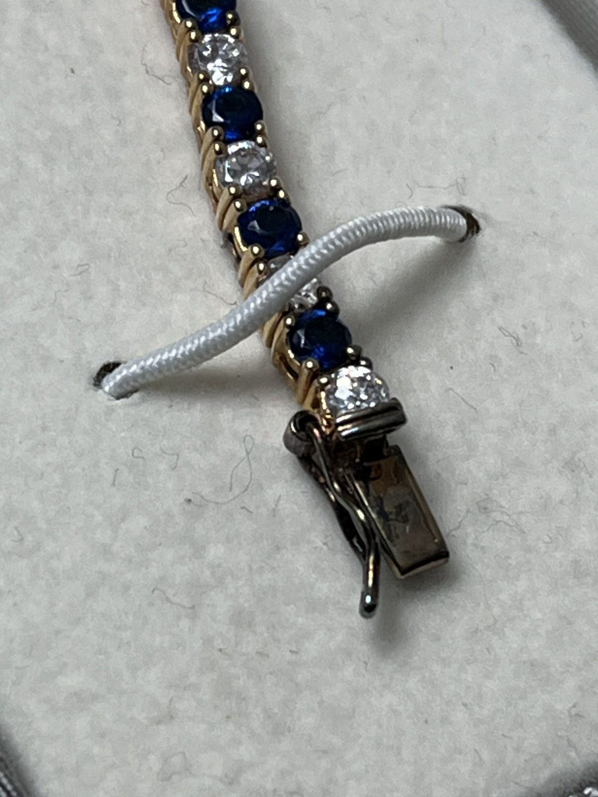 Other 18K Gold Sterling Silver Blue White CZ Tennis Bracelet Boxed Size ONE SIZE - 6 Thumbnail