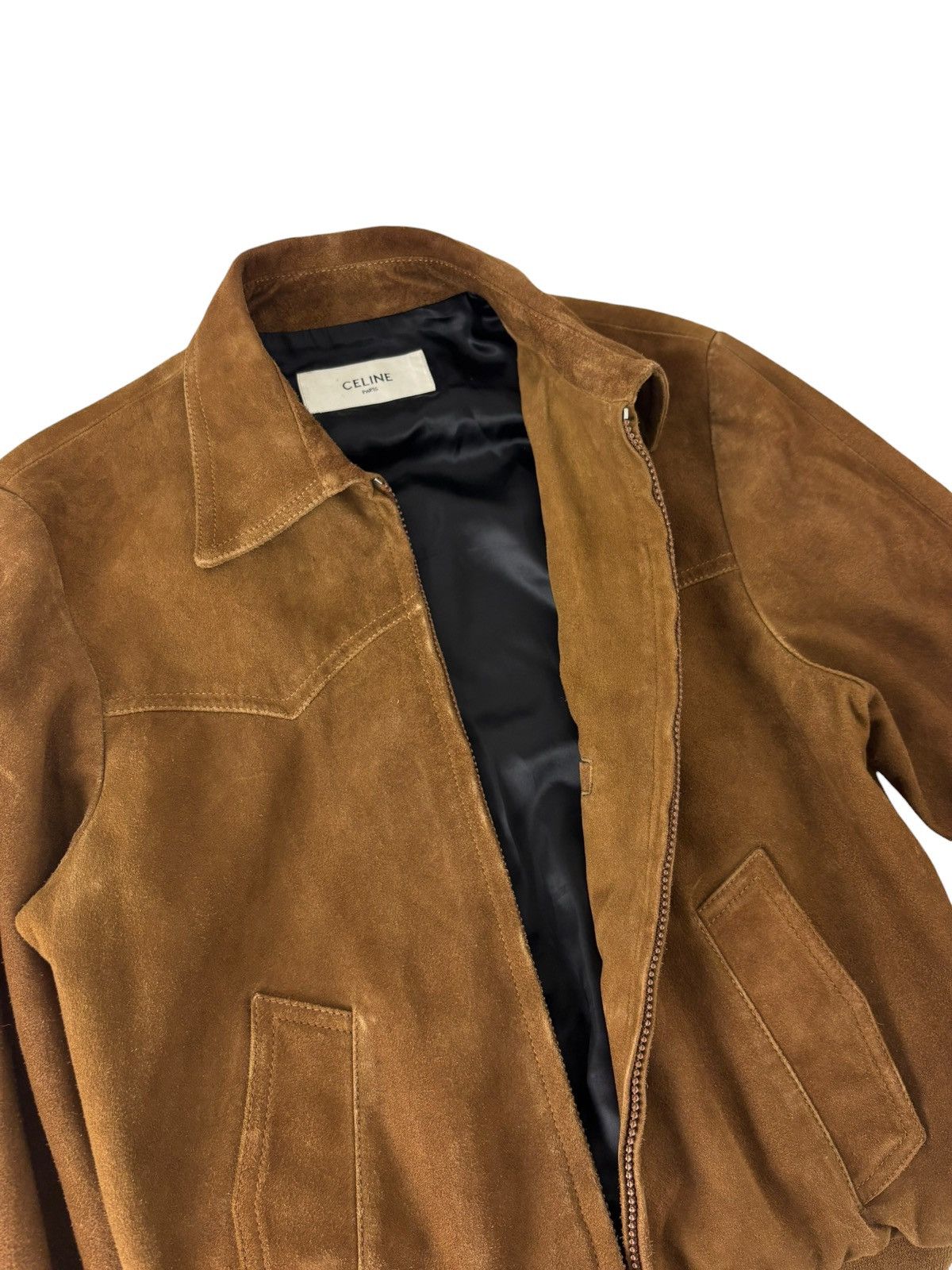 Celine × Hedi Slimane S/S 2019 Sample Goat Suede Leather Jacket (SS19, Western) Size US S / EU 44-46 / 1 - 6 Thumbnail