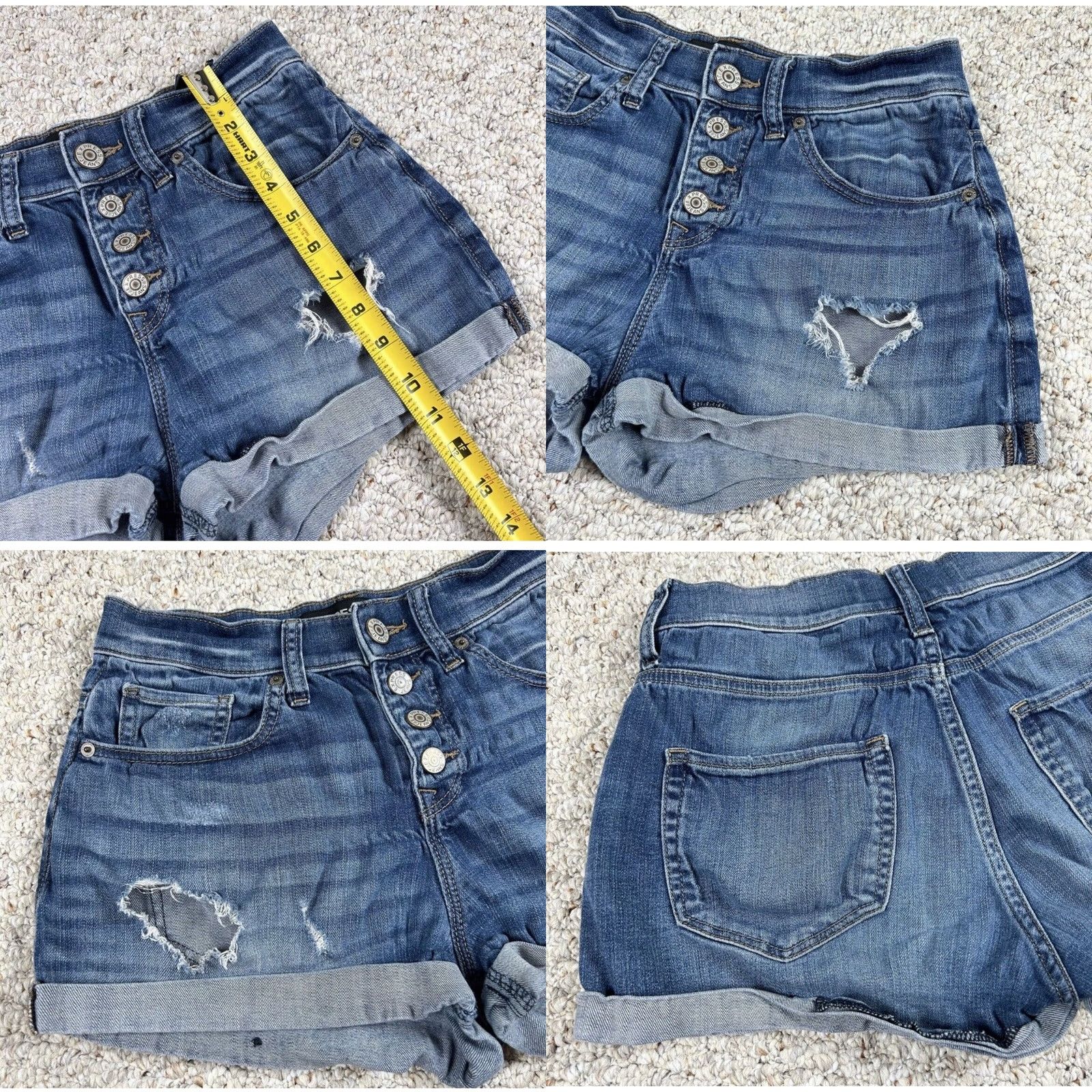 Express Express Jeans Women Shorts Size 4 Button Fly High Waist Distressed Cuffed Denim Size 27" / US 4 / IT 40 - 8 Thumbnail