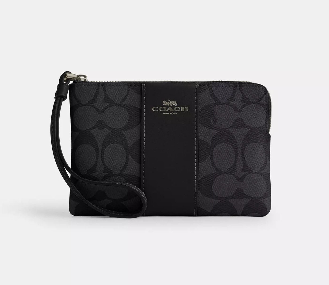 Coach Corner Zip Wristlet In Signature Canvas With Stripe CW854 Size ONE SIZE - 4 Thumbnail