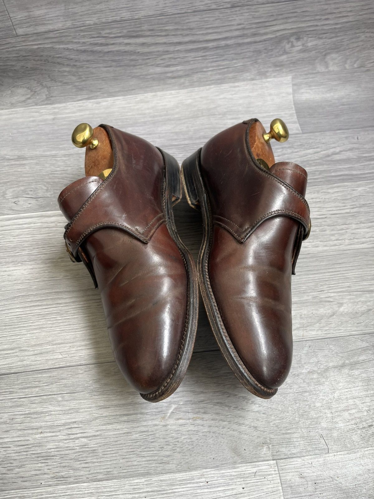 Alden Alden 975 plain toe single monk strap shell cordovan US7EE. Size US 7 / EU 40 - 13 Thumbnail