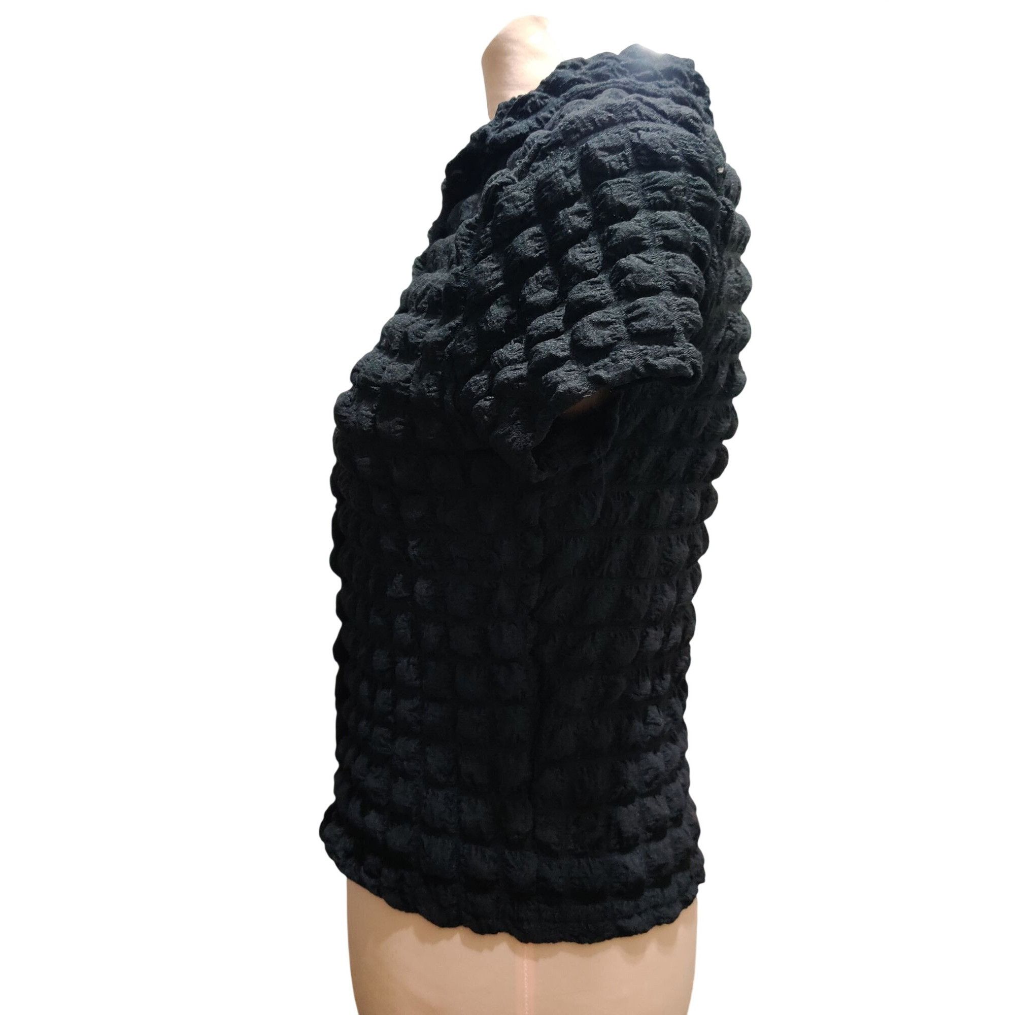 Other Jolie & Joy M Womens Black Shirt Textured Bubble Button Stre Size M / US 6-8 / IT 42-44 - 3 Thumbnail