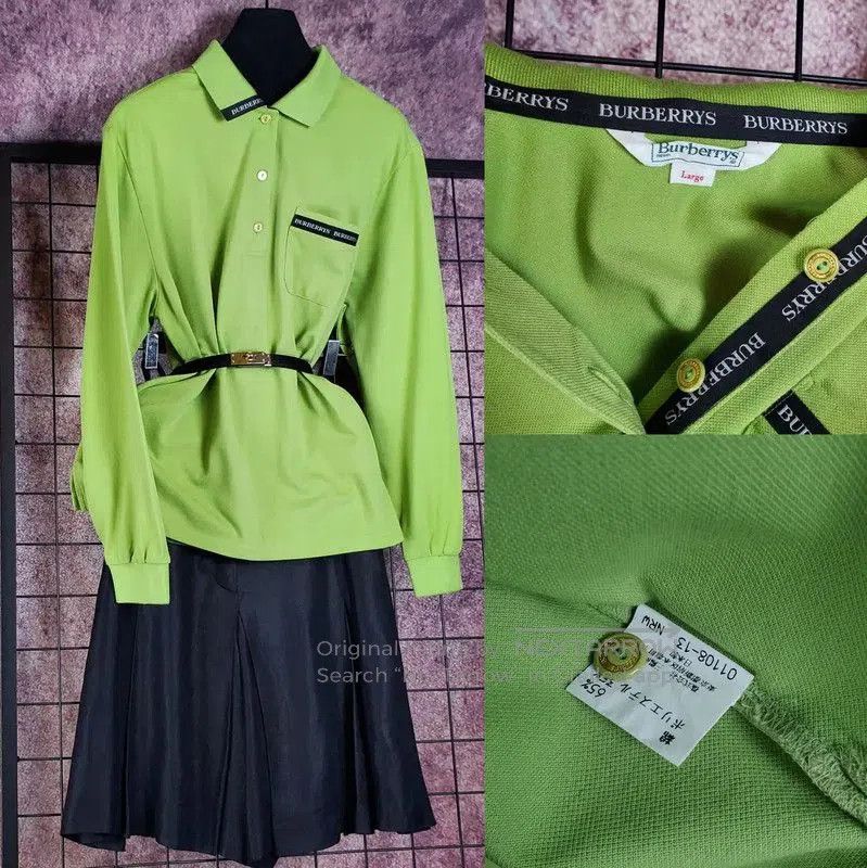 Burberry Burberry Green Cotton Blend Long Sleeve Polo. Size US L / EU 52-54 / 3 - 1 Thumbnail