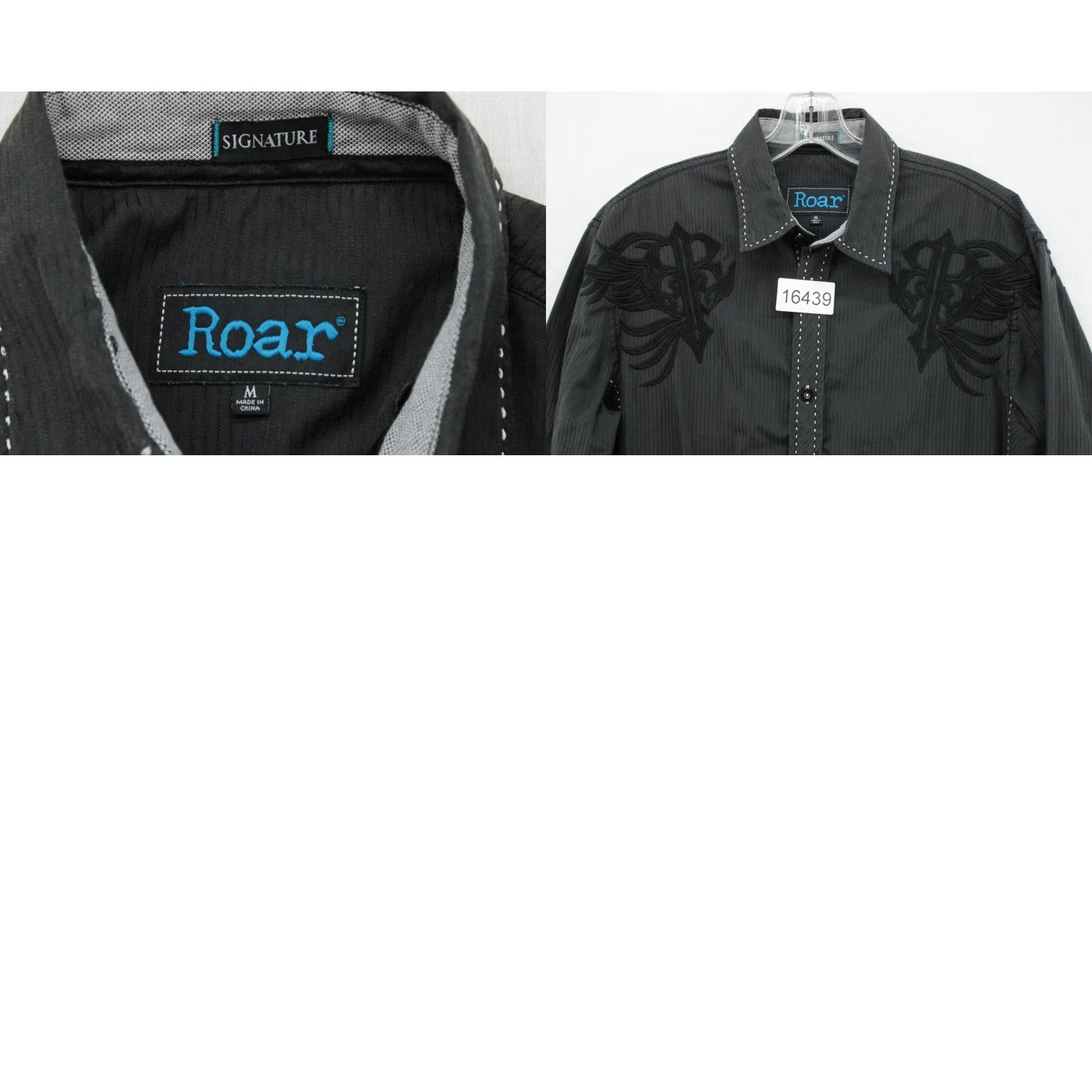 Roar Roar Shirt Men's M Black Embroidered Western Button Up Signature Torch Shirt Size US M / EU 48-50 / 2 - 8 Thumbnail