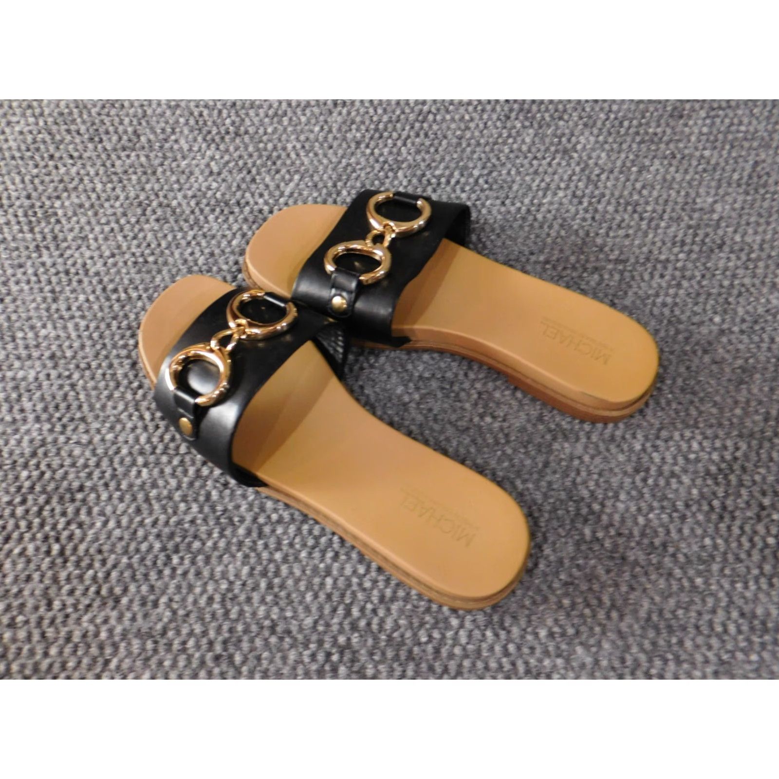 Vintage Michael Shannon Womens Sandals Slip On Slides 9 Black Leather Studded Adjustable Strap 90s Boys Mens Womens Size US 9 / IT 39 - 4 Thumbnail