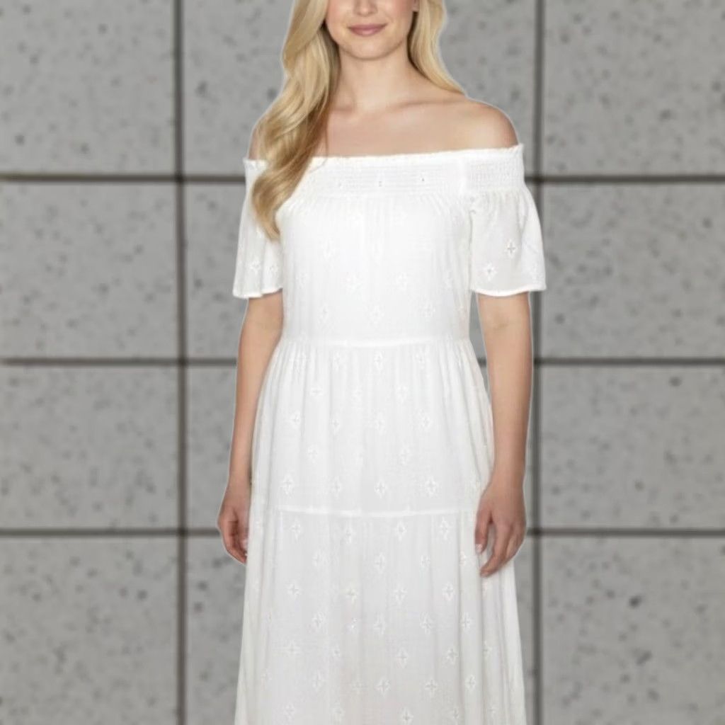 old navy white off the shoulder dress size white off the shoulder dress Plus Size White Off Shoulder Gown by  Cinderella Divine CD944WC