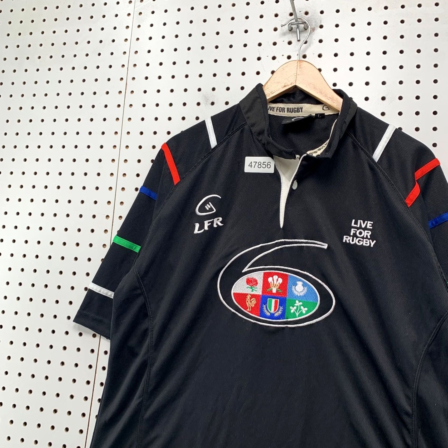 Vintage VINTAGE Live For Rugby Polo Shirt Men L Black 6 Nation Embroidered Short Sleeve Size US L / EU 52-54 / 3 - 6 Thumbnail